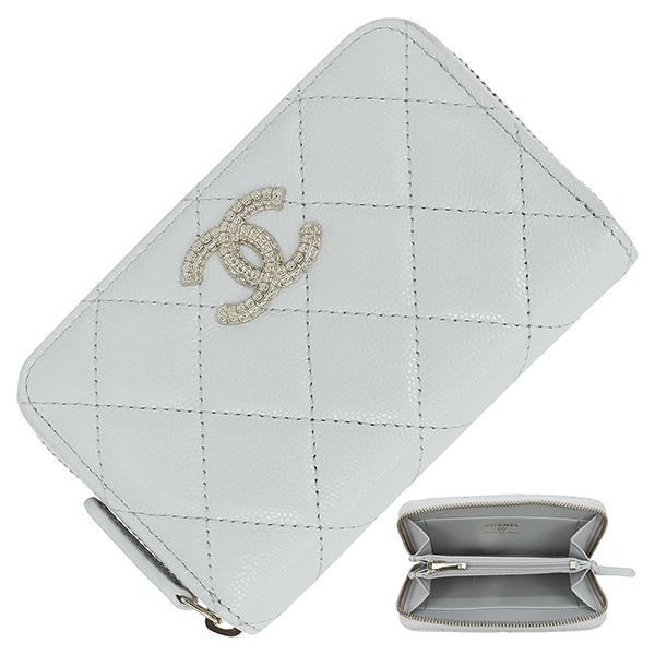 CHANEL【シャネル】　マトラッセ コンパクトジップ 二つ折り財布（ミドル） マトラッセ シャネル 財布 ジップコンパクトウォレット キャビアスキン