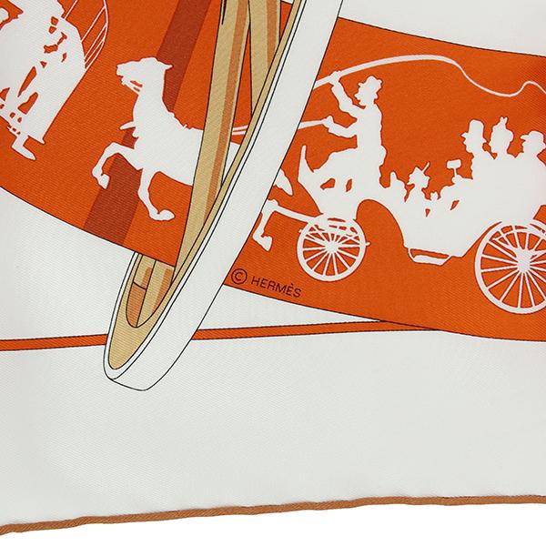 HERMES（エルメス） カレ70 スカーフ 車輪でめぐるパリ 白 ルイユ