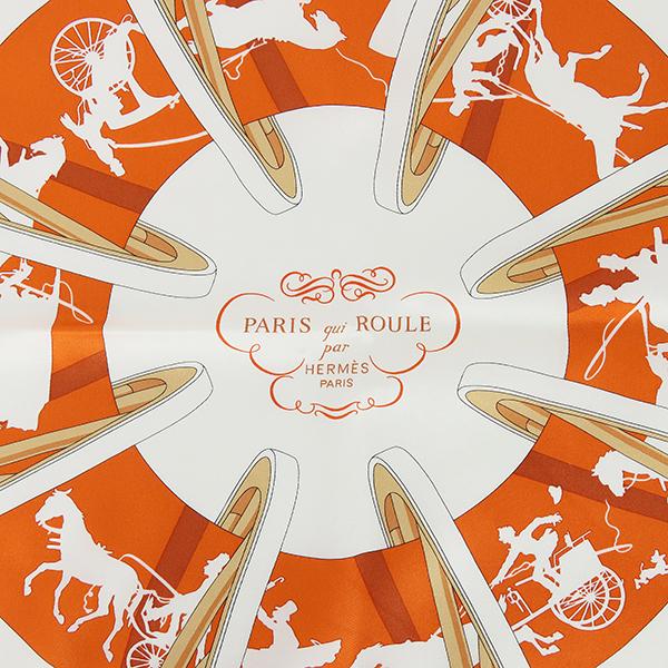 HERMES（エルメス） カレ70 スカーフ 車輪でめぐるパリ 白 ルイユ