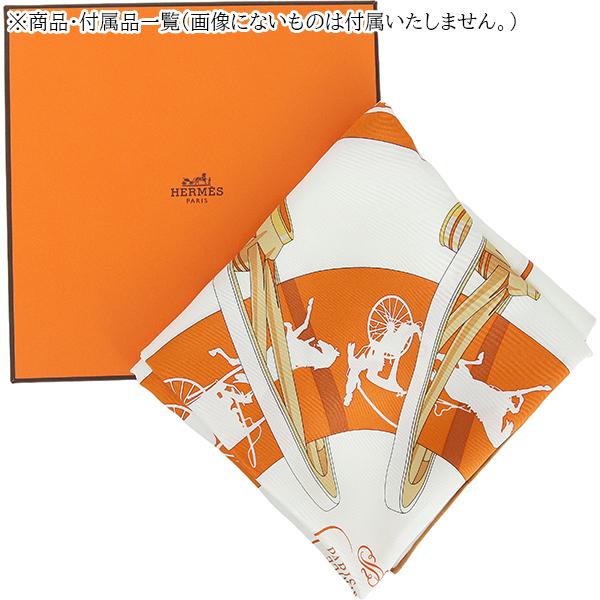 HERMES（エルメス） カレ70 スカーフ 車輪でめぐるパリ 白 ルイユ