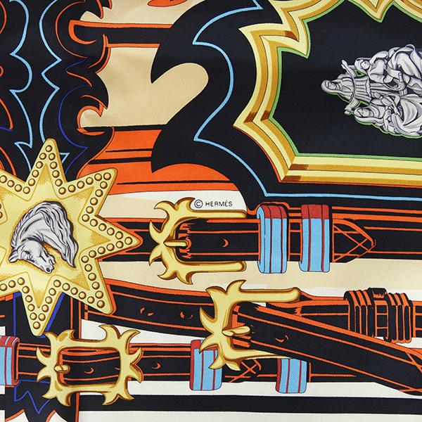 HERMES（エルメス） カレ90 スカーフ ブリッドエデスタン 白 マリン