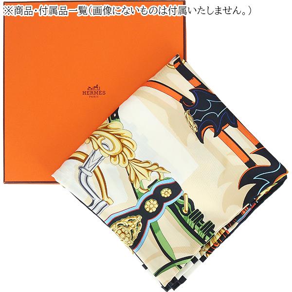 HERMES（エルメス） カレ90 スカーフ ブリッドエデスタン 白 マリン