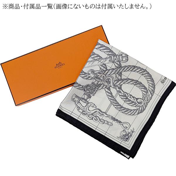 エルメス ガヴロッシュ スカーフ デッラカヴァッレリア 黒 白