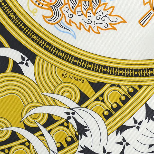 HERMES（エルメス） カレ90 スカーフ 刺繍が織りなす伝説 黒 白
