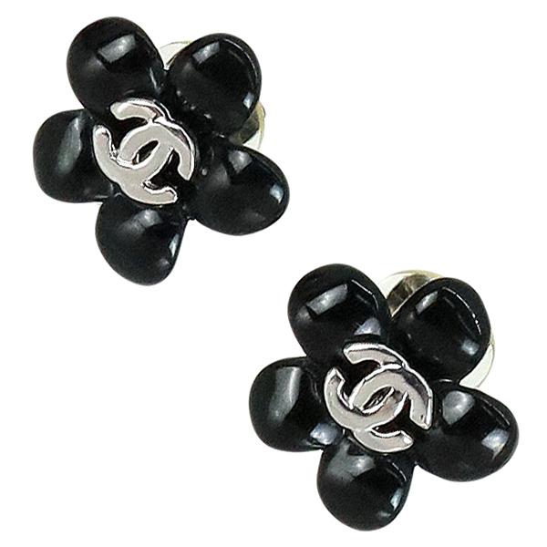 CHANEL（シャネル） CCマークフラワーイヤリング シルバー ブラック