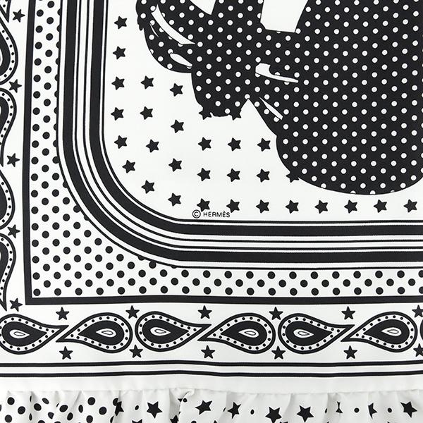 HERMES（エルメス） カレ70 スカーフ ブリッドガラバンダナドット 白