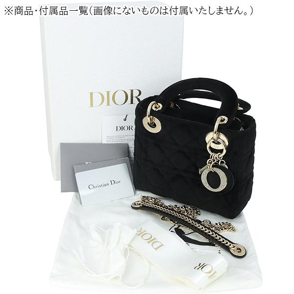 Dior ブラックベルベット ハンドバッグ Lady Dior ディオール ハンドバッグ ショルダーバッグ バッグ ミニ