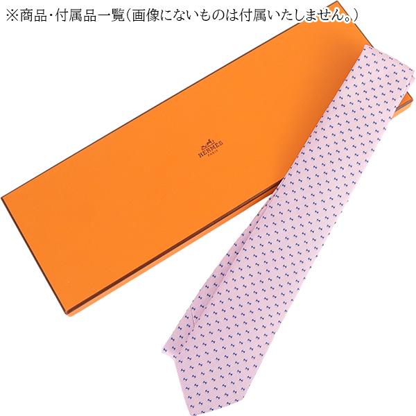 HERMES（エルメス） ネクタイ シルクタイ 7CM Hオリガミ ピンク ブルー