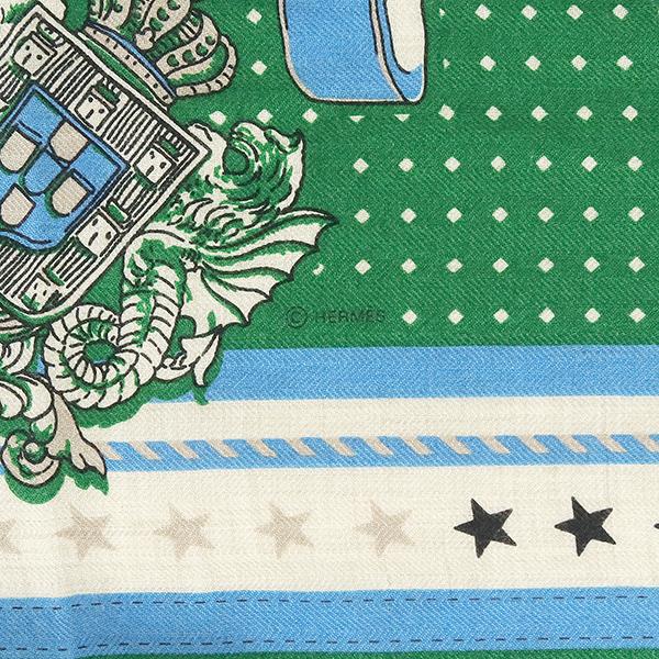 HERMES エルメス カレジェアン140 スカーフ ブルー グリーン HERMES エルメス カレジェアン140 スカーフ ブルー グリーン