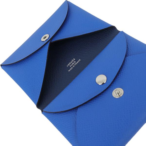 HERMES エルメス 財布 カルヴィ デュオ ヴェルソ エプソン ブルー 