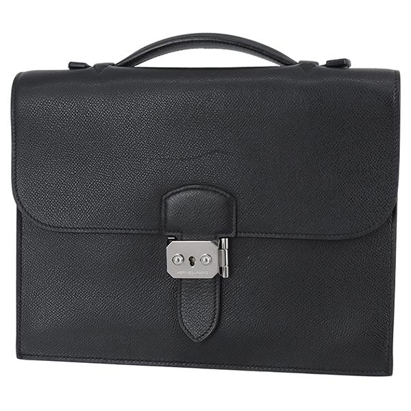 セール 極美品 HERMES エルメス サックアデペッシュ27 ブラック シボ革 HERMES（エルメス） サックアデペッシュ 27 エプソン ブラック 7180