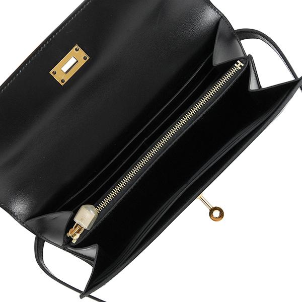 Kelly エルメス 財布 ケリーウォレット ロング ボックスカーフ 黒 7415