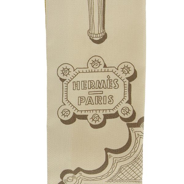 エルメス Herms スカーフ ツイリー シルク ヴァニーユ×ジョーヌパイユ×エトゥープ 新品 未使用 【メルヴェイユーズ ランタン】 H063081S 【箱】【中古】 HERMES（エルメス） ツイリー メルヴェイユーズランタン ヴァニーユ