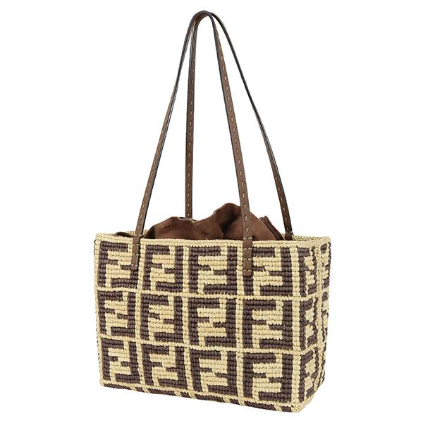 FENDI（フェンディ） ロールスモール トートバッグ 8BH424 ラフィア