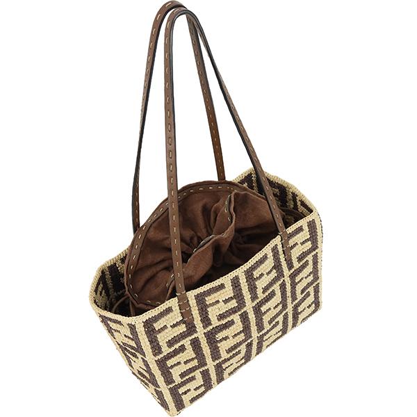 FENDI（フェンディ） ロールスモール トートバッグ 8BH424 ラフィア