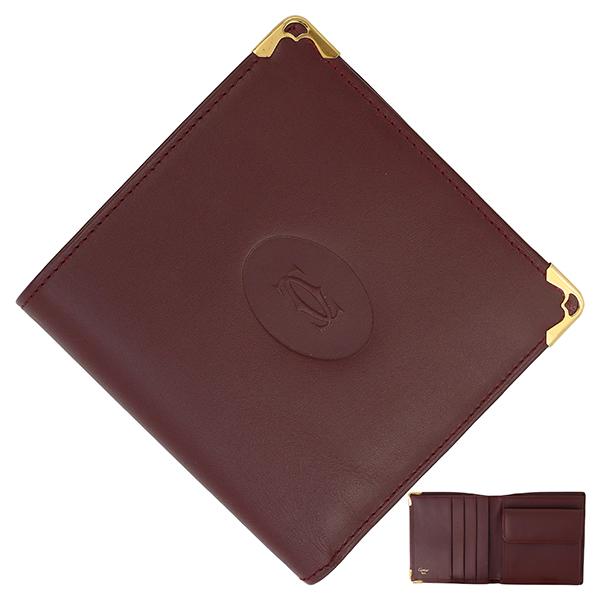 カルティエ 財布 二つ折り マストドゥカルティエ カーフレザー ボルドー 8501 | MUST DE CARTIER