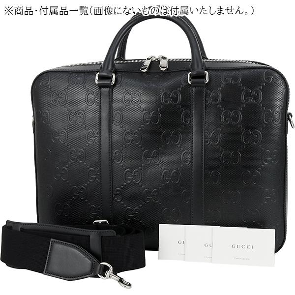 美品 GUCCI グッチ レザー ビジネス バッグ ブリーフケース A4 GUCCI（グッチ） ビジネスバッグ ブリーフケース GGエンボス ブラック