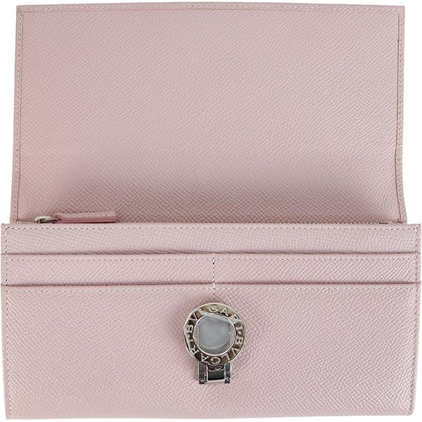 BVLGARI ブルガリ 本革 カーフレザー フラップ 長財布 クリップ ピンク ブルガリ・ブルガリ ブルガリ ロングクリップウォレット ブルガリ