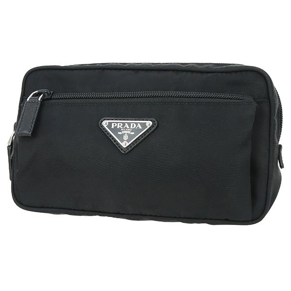 【極美品〜美品】プラダ ワンショルダーバッグ ベルトバッグ ナイロン×レザー PRADA（プラダ） ベルトバッグ ナイロン サフィアーノレザー ブラック