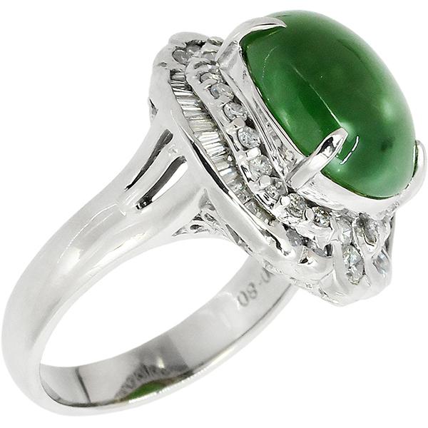 リング 指輪 約12号 プラチナ ヒスイ 翡翠 ダイヤモンド h-a441