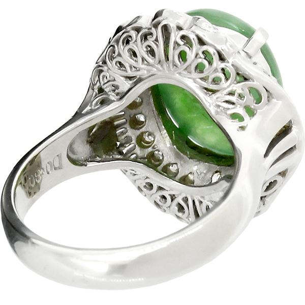 リング 指輪 約12号 プラチナ ヒスイ 翡翠 ダイヤモンド h-a441