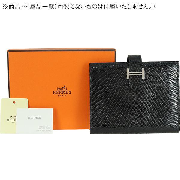 Bearn エルメス 財布 ベアンコンパクト リザード 黒 h-a612 : ACROSS