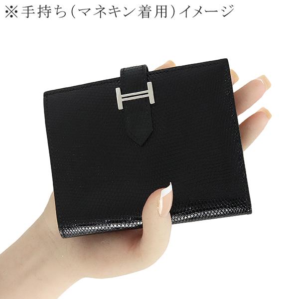 Bearn エルメス 財布 ベアンコンパクト リザード 黒 h-a612 : ACROSS