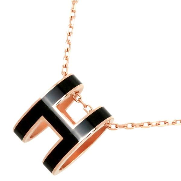 HERMES エルメス ネックレス ペンダント ポップH ブラック ピンク 