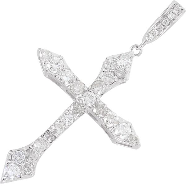 ダイヤクロス ネックレストップ Pt900 D1.00ct レディース メンズ 