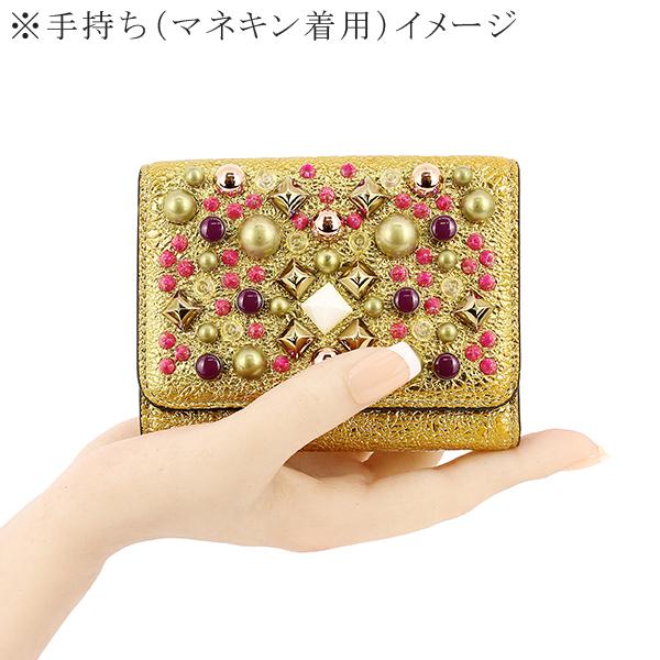 Christian Louboutin マカロン マルチカラースタッズゴールド Christian Louboutin（クリスチャンルブタン） 財布 三つ折り マルチ
