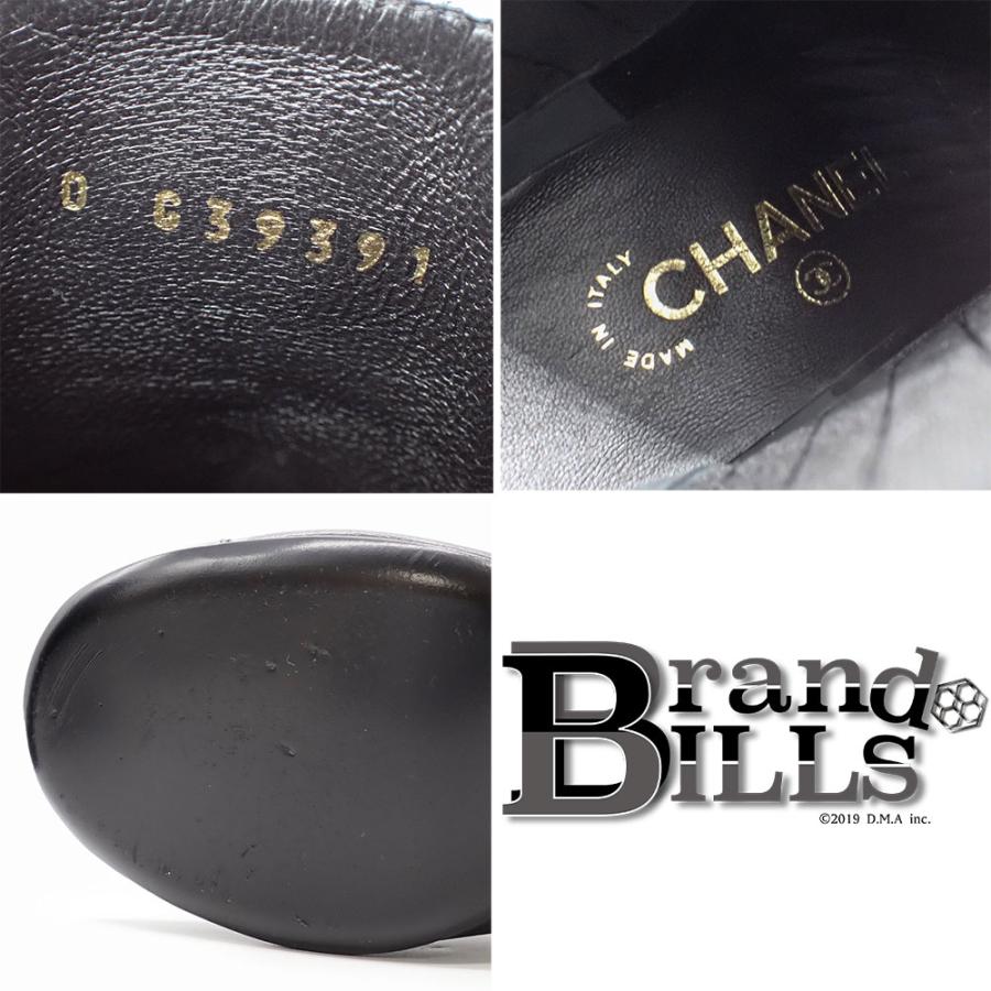 美品 CHANEL シャネル ブーツ ショートブーツ G39391 ラムスキン パテントカーフスキン 38 24cm ブラック ココマーク サイドゴア｜brand-bills｜09