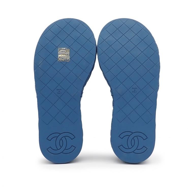 CHANEL パール装飾 トングサンダル ネイビー CHANEL（シャネル） 未使用品 トングサンダル G46108 #35 22cm デニム
