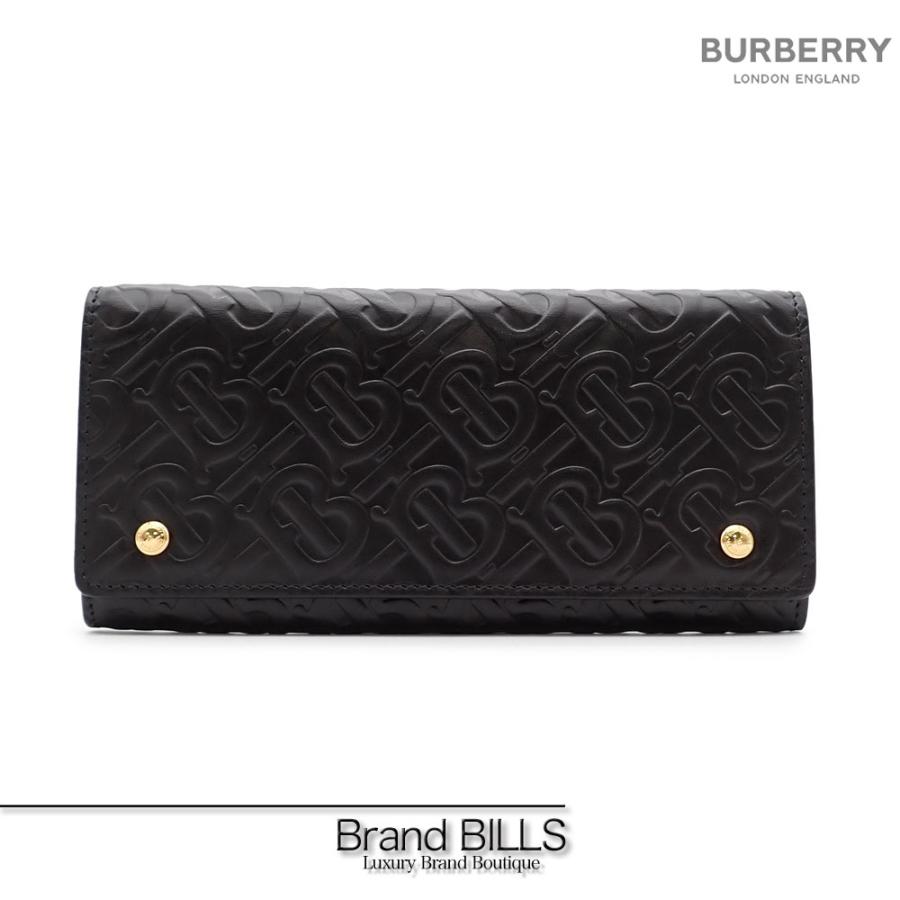 未使用 BURBERRY バーバリー エンボス TB 総柄 長財布 黒 ブラック