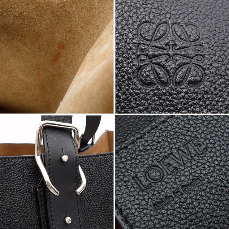LOEWE ロエベ バックルトート トートバッグ B692L09X01 アナグラム ソフトグレインカーフ レザー ブラック メンズ