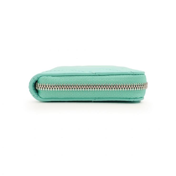 新品 Tiffany & Co ティファニー パデット スモールウォレット ミニ財布 コインケース 73797136 ラムスキン ティファニーブルー ハートの画像