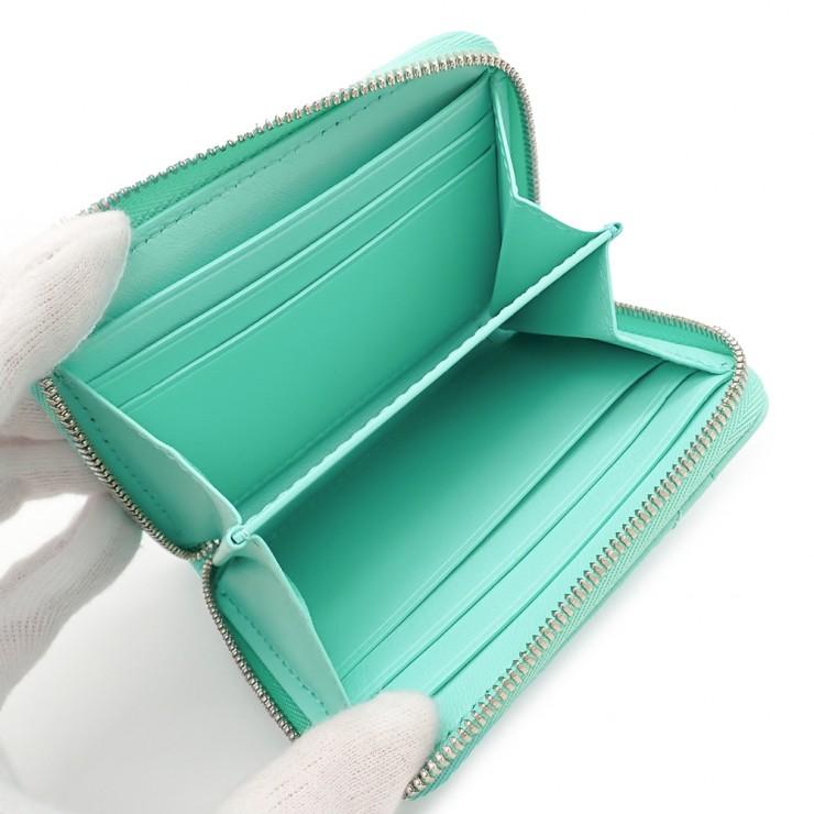 新品 Tiffany & Co ティファニー パデット スモールウォレット ミニ財布 コインケース 73797136 ラムスキン ティファニーブルー ハートの画像