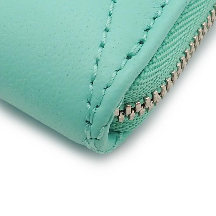 新品 Tiffany & Co ティファニー パデット スモールウォレット ミニ財布 コインケース 73797136 ラムスキン ティファニーブルー ハートの画像