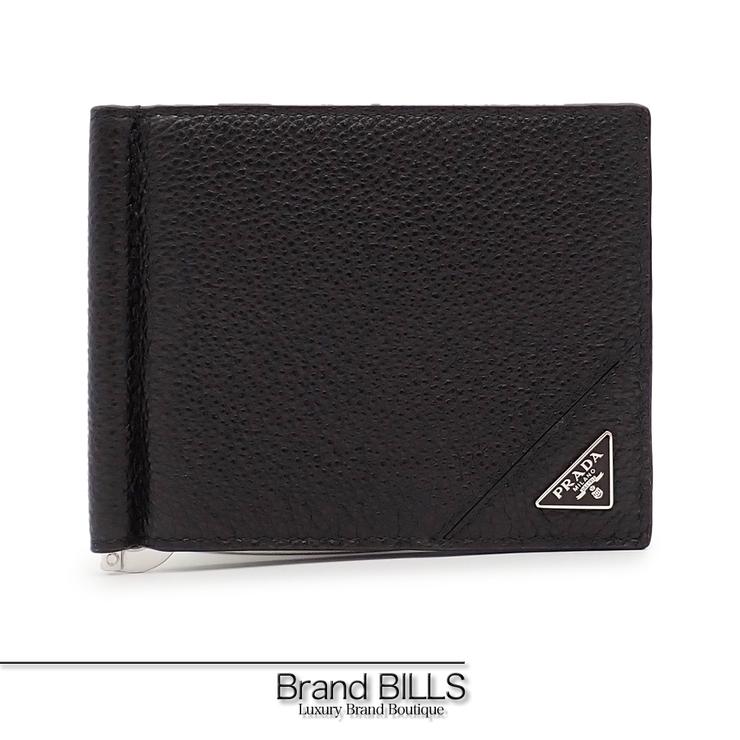 未使用品✨PRADA プラダ　マネークリップ　三角ロゴ　レバ　2MN077 黒 PRADA（プラダ） 未使用品 マネークリップ 二つ折り財布 2MN077