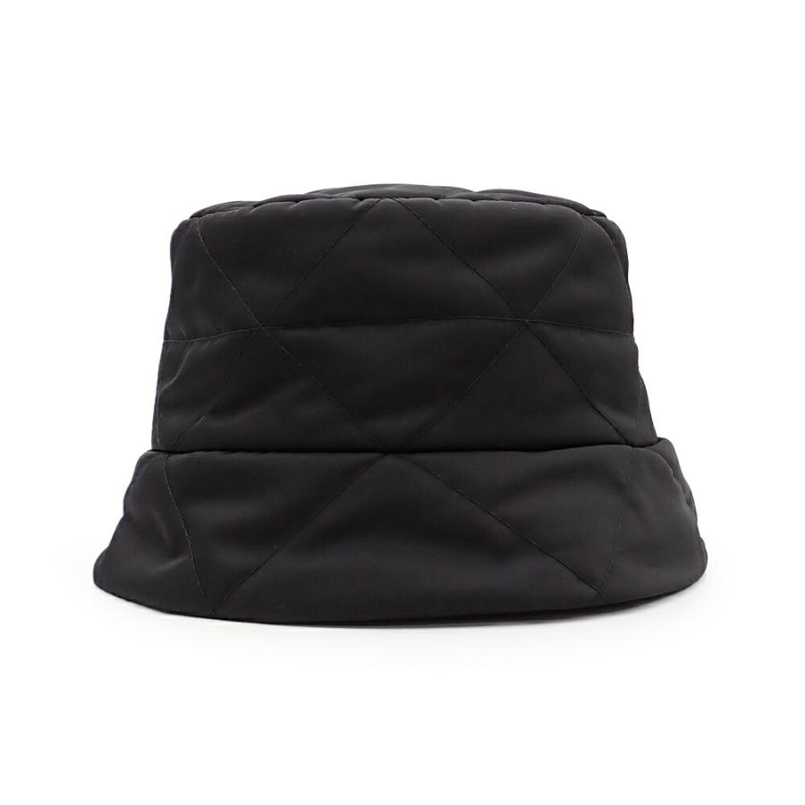 美品 PRADA プラダ バケットハット 帽子 Re-Nylon キルティング トライアングルロゴ 1HC325 #M NERO ブラック レディース_3