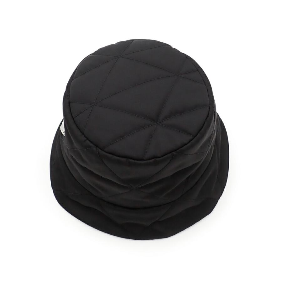 美品 PRADA プラダ バケットハット 帽子 Re-Nylon キルティング トライアングルロゴ 1HC325 #M NERO ブラック レディース_4