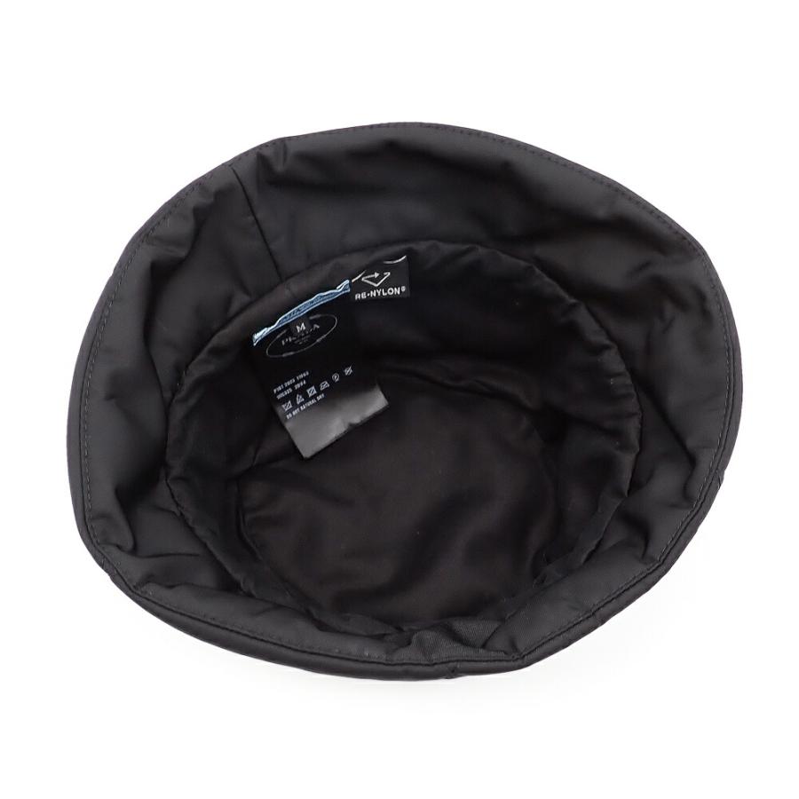 美品 PRADA プラダ バケットハット 帽子 Re-Nylon キルティング トライアングルロゴ 1HC325 #M NERO ブラック レディース_5