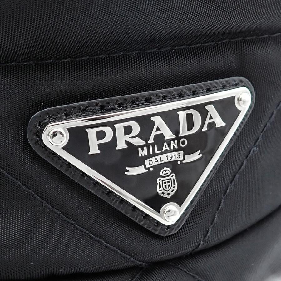 美品 PRADA プラダ バケットハット 帽子 Re-Nylon キルティング トライアングルロゴ 1HC325 #M NERO ブラック レディース_7