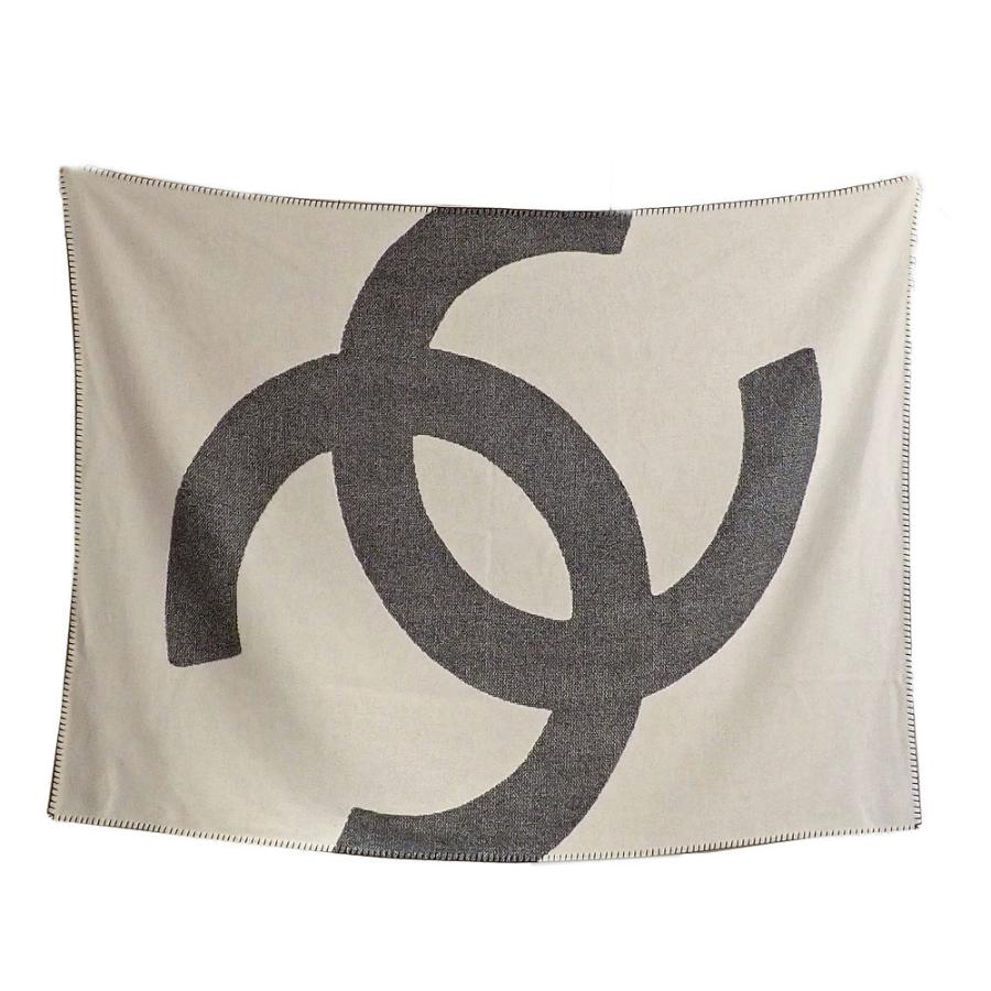 CHANEL 美品 シャネル ココマーク ブランケット カシミヤ ウール CHANEL 美品 シャネル ココマーク ブランケット カシミヤ ウール