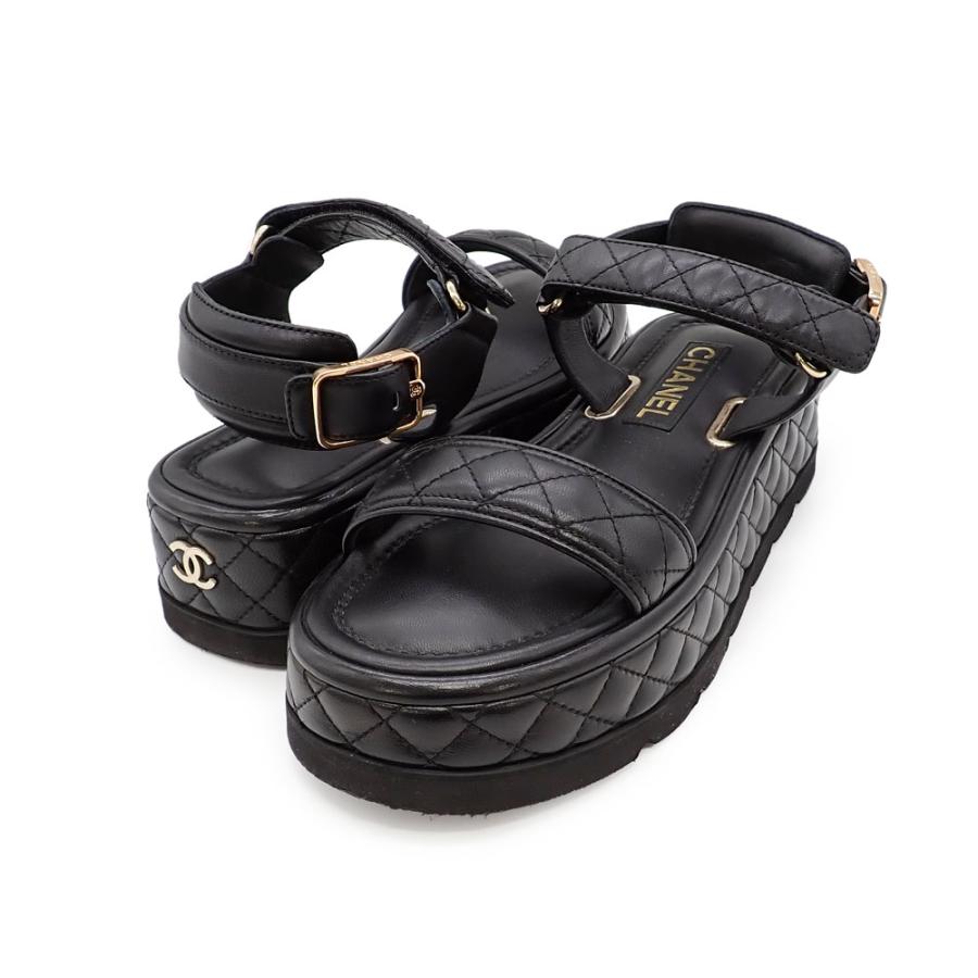 CHANEL（シャネル） 美品 マトラッセ サンダル G39143 #37 24cm ココ