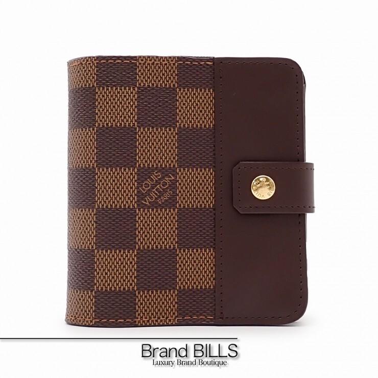 未使用品 ※訳アリ LOUIS VUITTON ルイ・ヴィトン ダミエ コンパクトジップ 折り財布 N61668 ブラウン ゴールド金具 レディース | LOUIS VUITTON