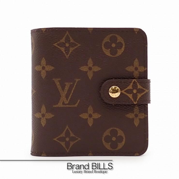 未使用品 LOUIS VUITTON ルイ・ヴィトン モノグラム コンパクトジップ 折り財布 M61667 ブラウン ゴールド金具 レディース | LOUIS VUITTON