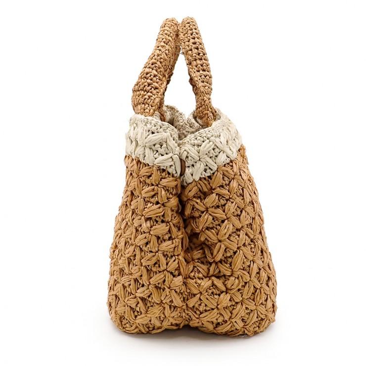 PRADA プラダ カナパ  BN2889 ラフィア ブラウン レディース Prada Handbag Canapa BN2889 Raffia Brown Beige Shoulder Bag Basket