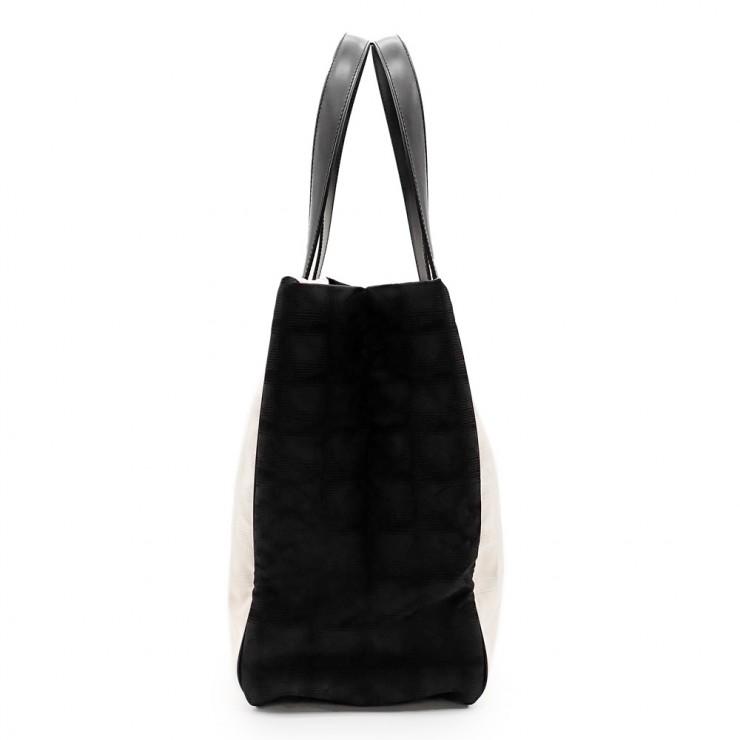 未使用品 CHANEL シャネル ニュートラベルライン トートMM トートバッグ A15991 ナイロンジャガード バイカラー ホワイト レディースの画像