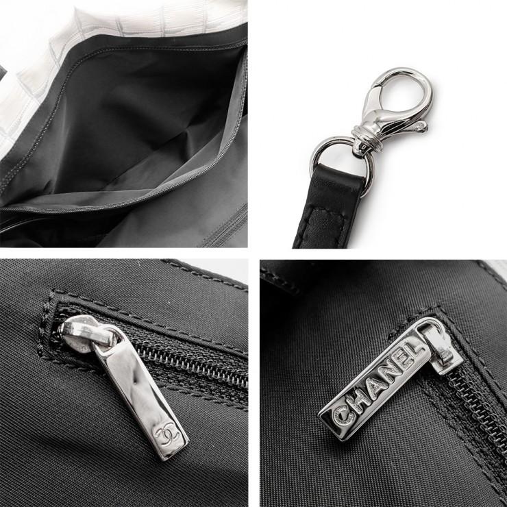 未使用品 CHANEL シャネル ニュートラベルライン トートMM トートバッグ A15991 ナイロンジャガード バイカラー ホワイト レディースの画像