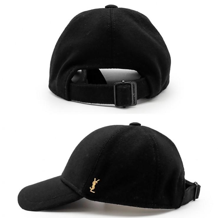Yves Saint Laurent ブラック ベースボールキャップ 美品 SAINT LAURENT サンローラン ベースボール キャップ 706537 3YM16